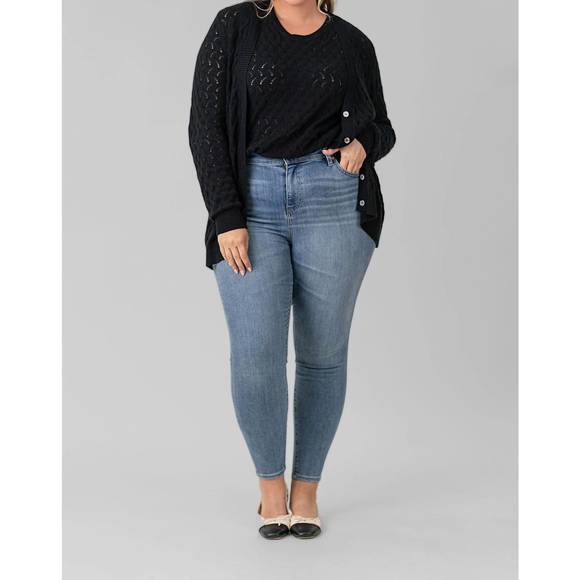 NEW MINNIE ROSE cotton cashmere pointelle cardigan - plus in black